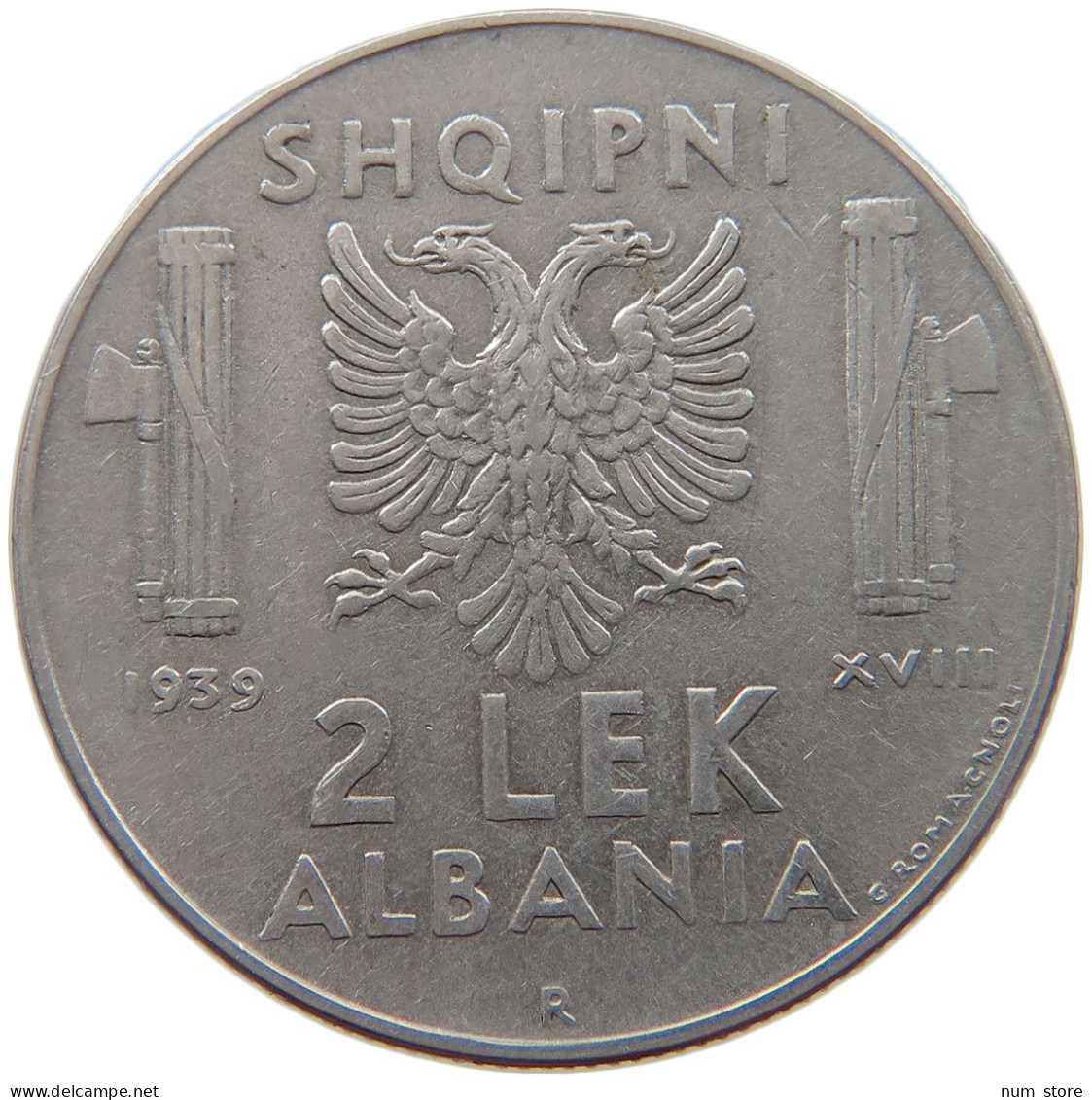 ALBANIA 2 LEK 1939  #c064 0251 - Albania