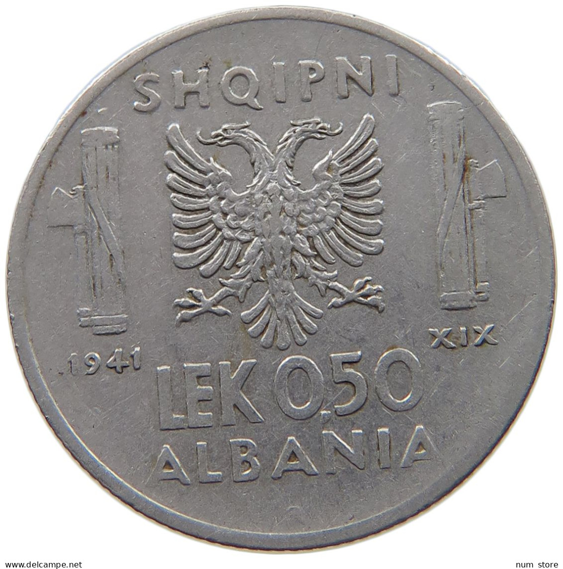 ALBANIA 1/2 LEK 1941 Italian Occupation (1939-1943) #c016 0089 - Albanien