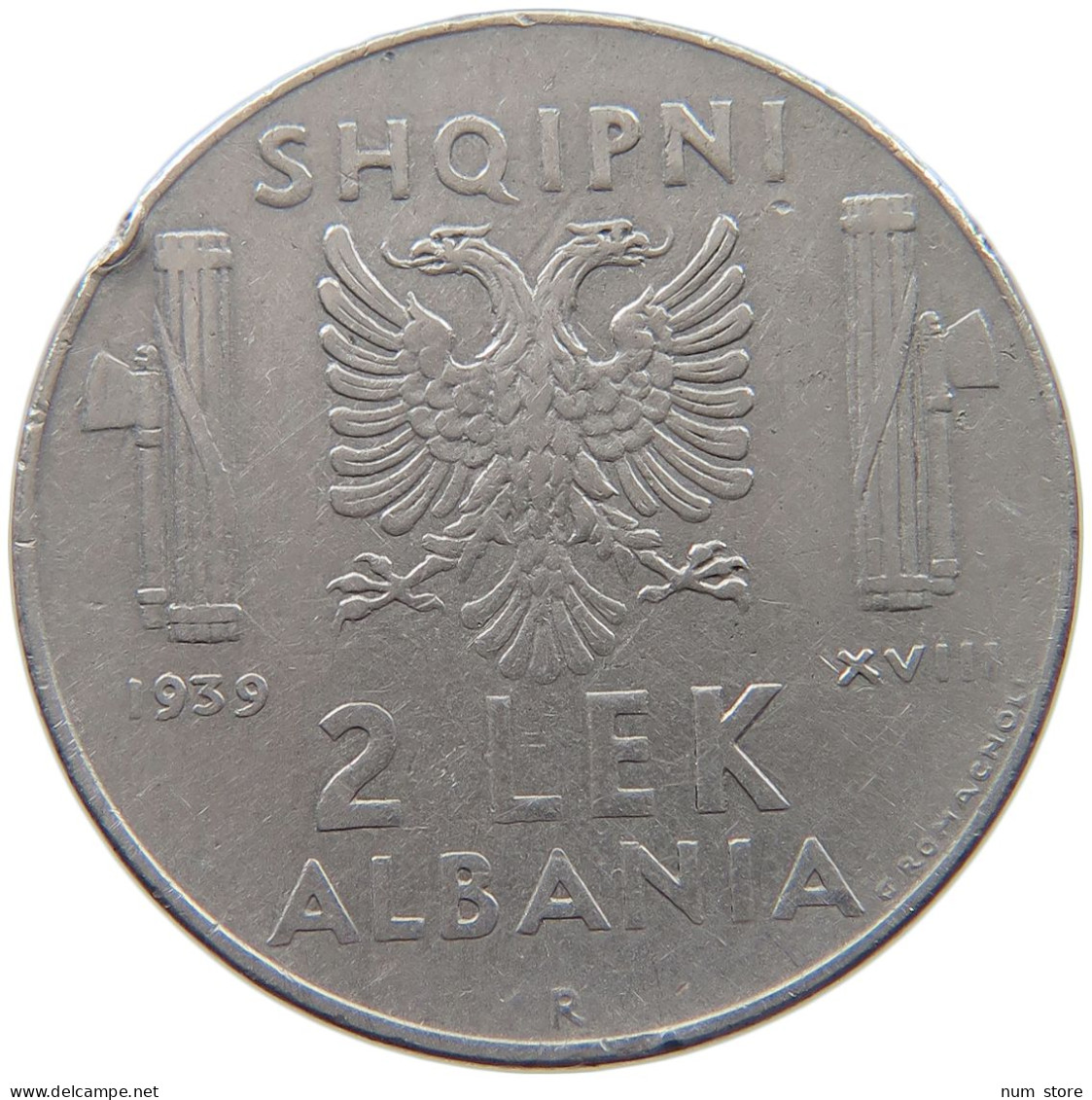 ALBANIA 2 LEK 1939  #c019 0711 - Albanie