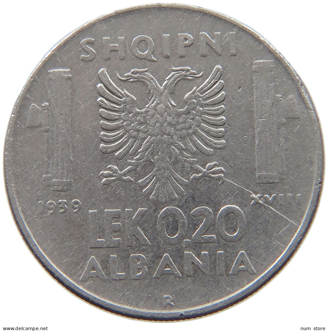 ALBANIA 0.2 LEK 1939  #c016 0093 - Albania