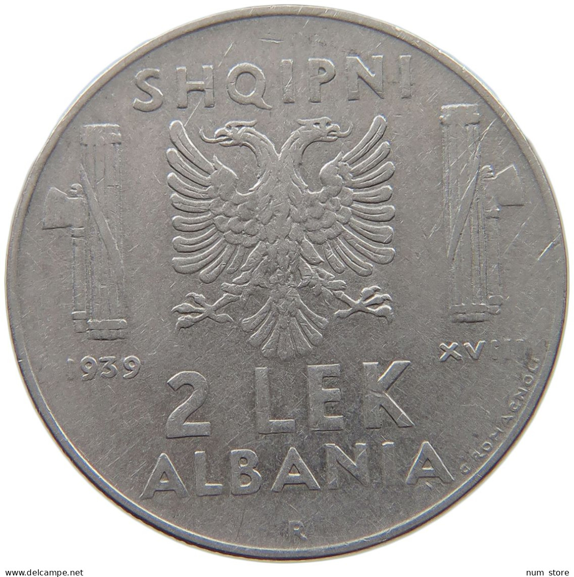 ALBANIA 2 LEK 1939  #c014 0273 - Albanie