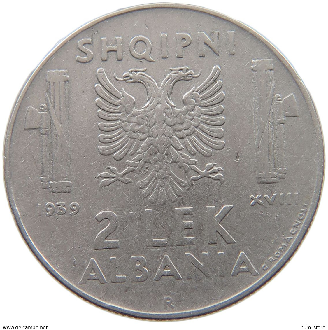 ALBANIA 2 LEK 1939  #c005 0007 - Albania