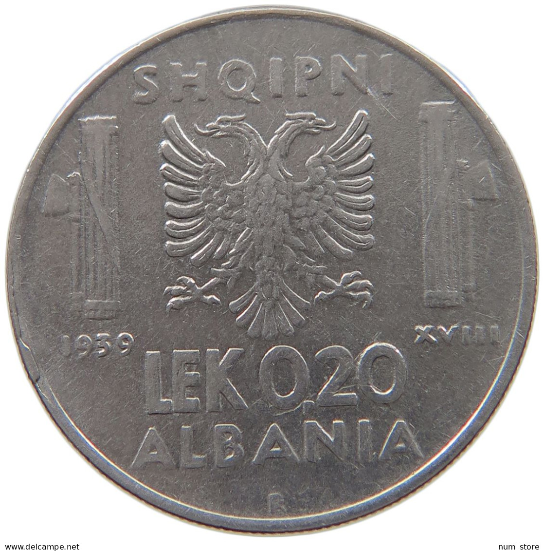 ALBANIA 0.2 LEK 1939  #a046 0349 - Albanie