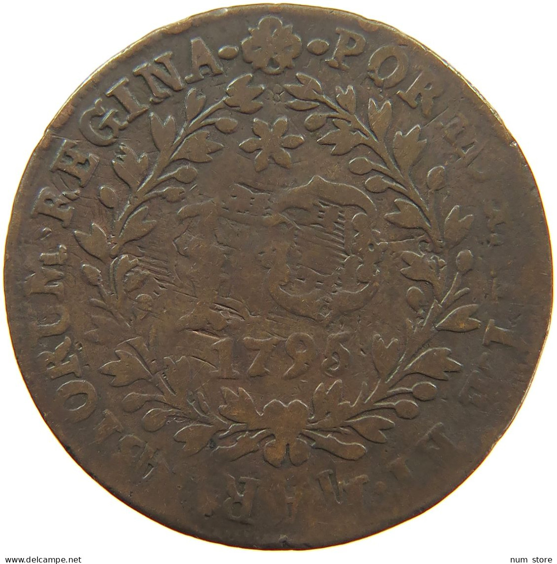 AZORES 10 REIS 1799 Maria I. (1786-1799) BOTH SIDES OVERSTUCK #t015 0579 - Azoren