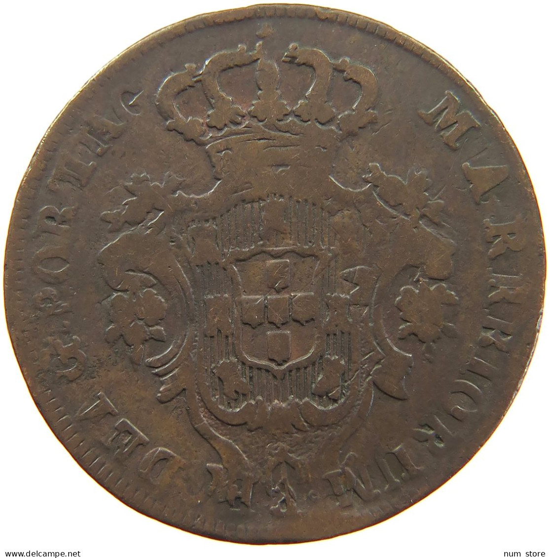 AZORES 10 REIS 1799 Maria I. (1786-1799) BOTH SIDES OVERSTUCK #t015 0579 - Açores