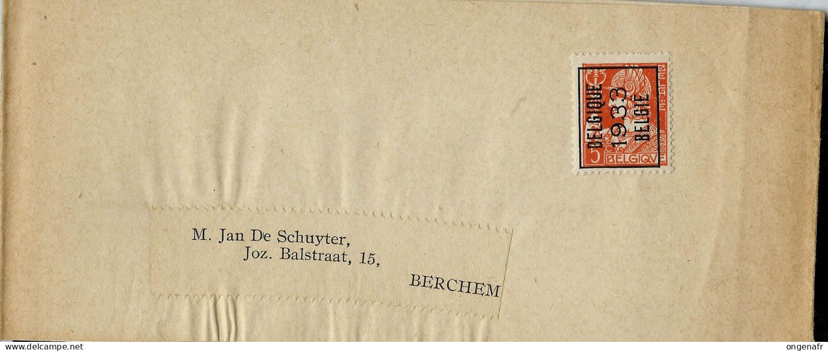 Bande Pour Journaux Avec Préo  BELGIQUE 1933 BELGIE  Vers Berchem - Typos 1932-36 (Cérès Et Mercure)