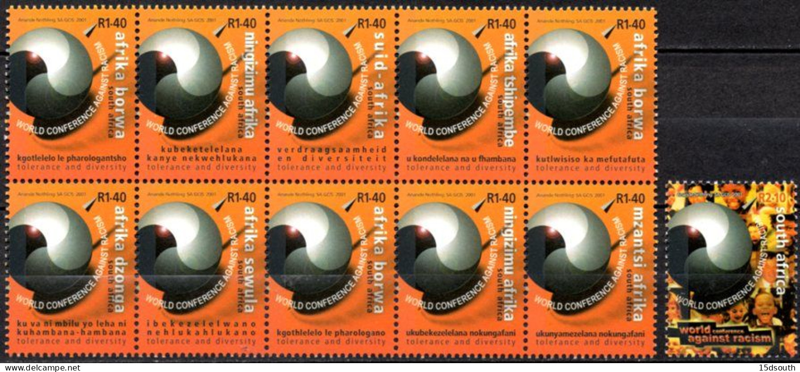 South Africa - 2001 World Conference Against Racism Set (**) # SG 1332-1342 - Unused Stamps