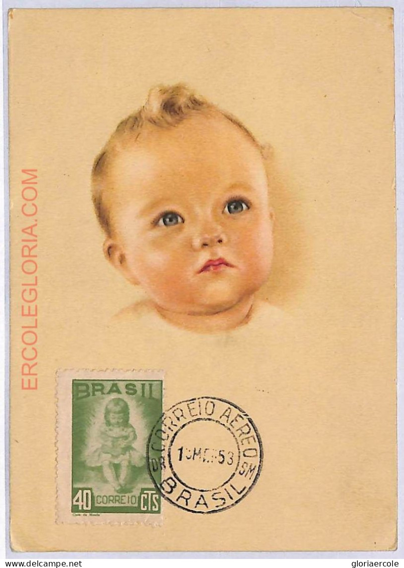 Ad8726 - BRAZIL  - POSTAL HISTORY -  Maximum Card   1953 CHILDREN - Maximum Cards