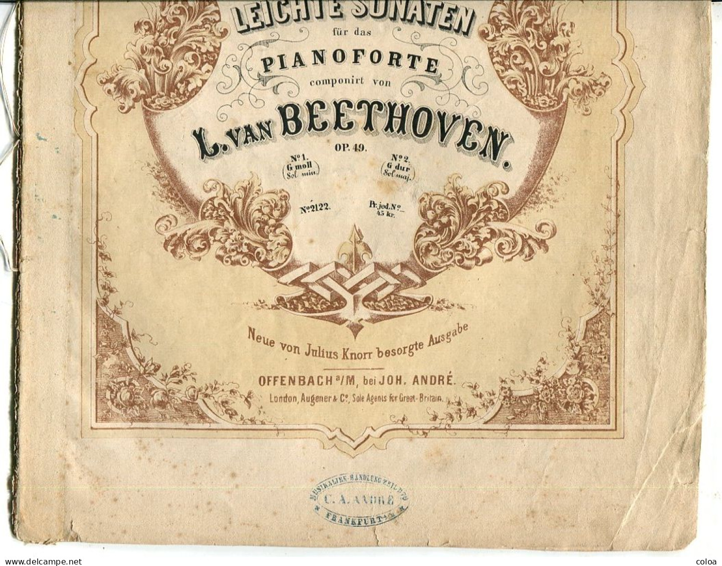 Partition Beethoven Zwei Leichte Sonaten Für Piano Forte - A-C