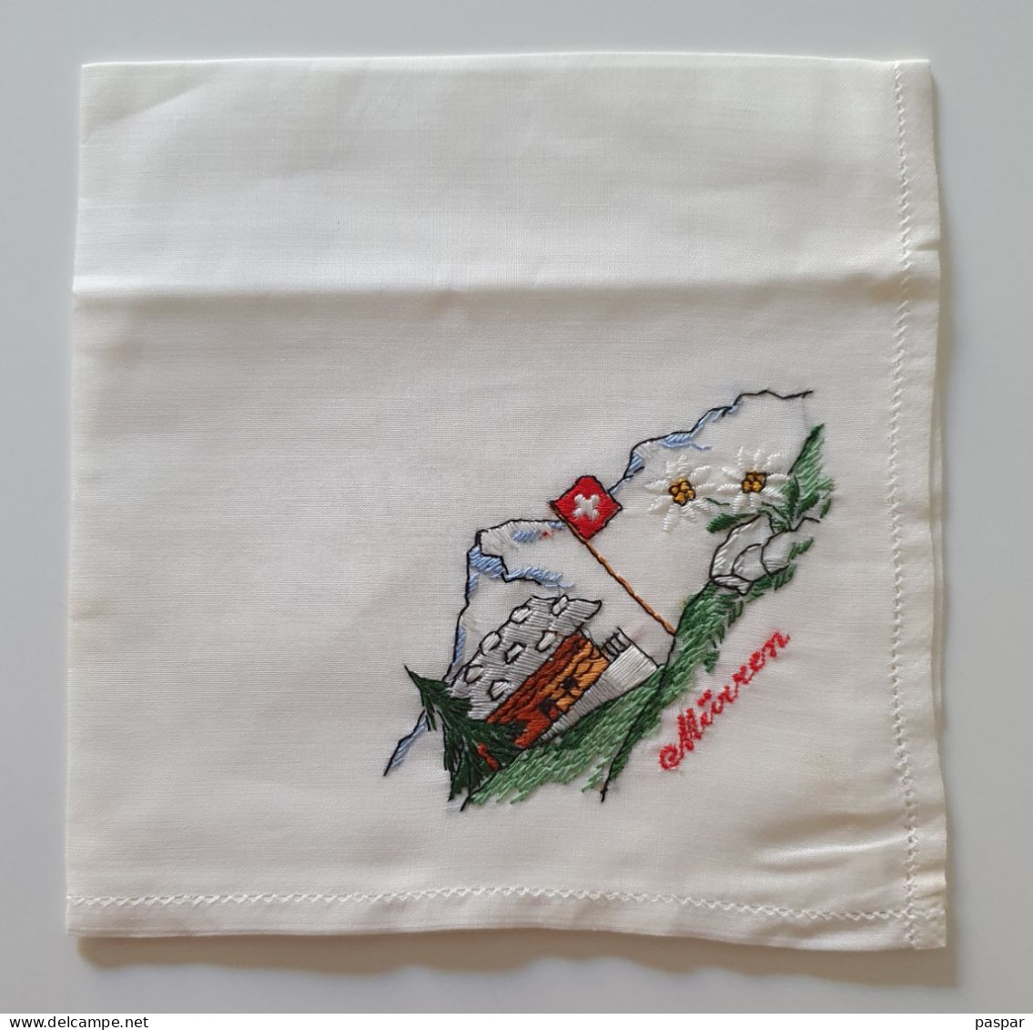 Ancien Mouchoir Brodé Mürren Suisse - Handkerchiefs