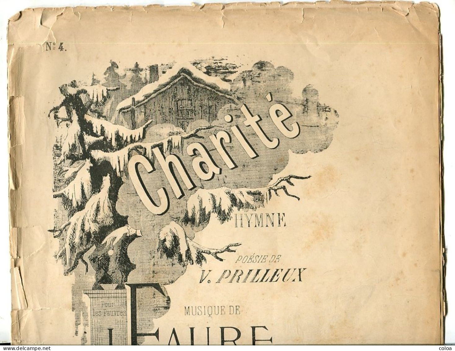 Partition Charité Hymne Poésie De V. PRILLEUX Musique De J. FAURE 1898 - D-F