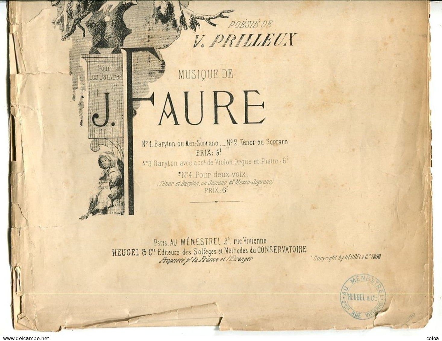 Partition Charité Hymne Poésie De V. PRILLEUX Musique De J. FAURE 1898 - D-F