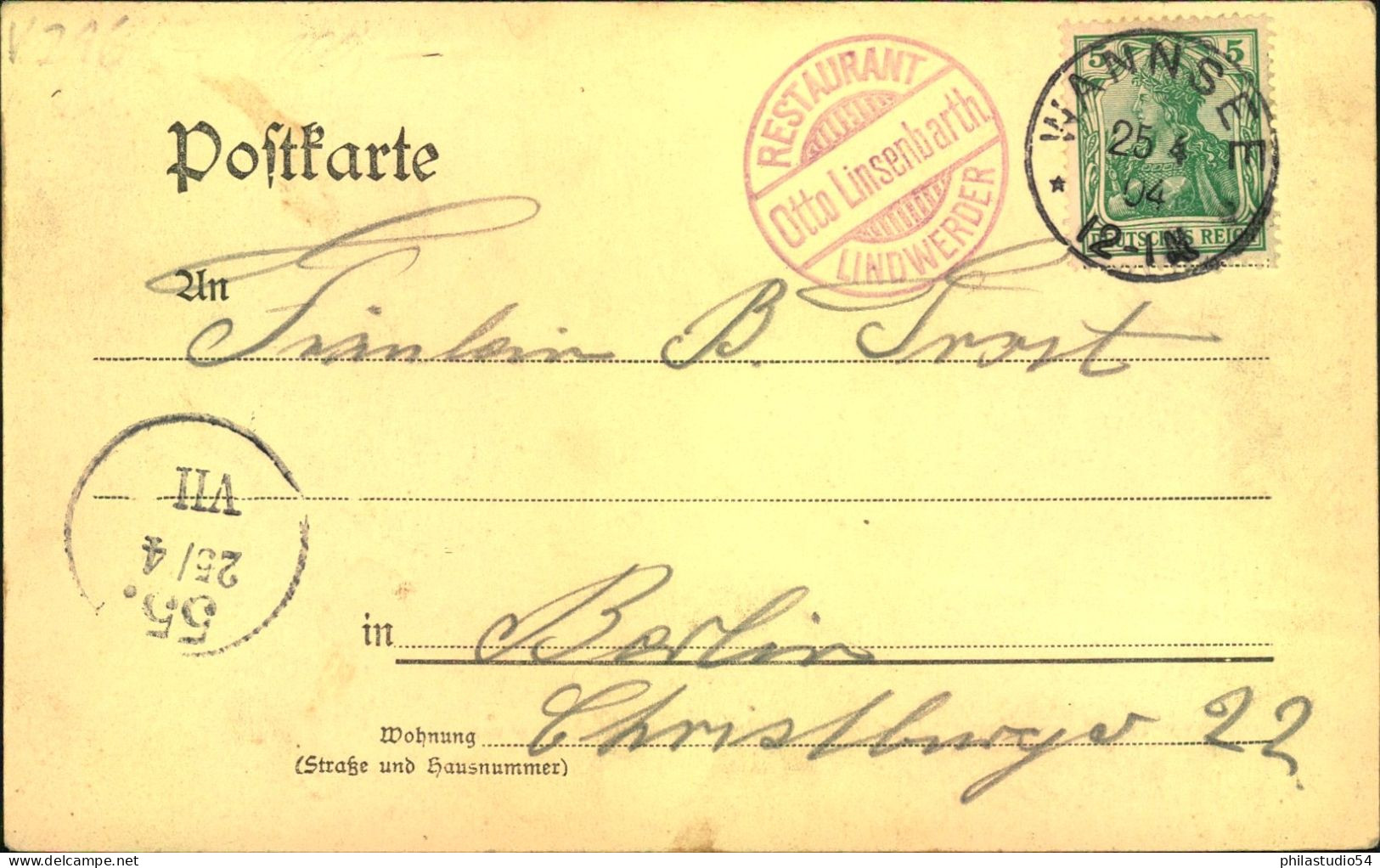 1904, „Gruß Aus Lindwerder“ , Gelaufen Mit Berliner Vorortstempel „WANNSEE“ - Zehlendorf