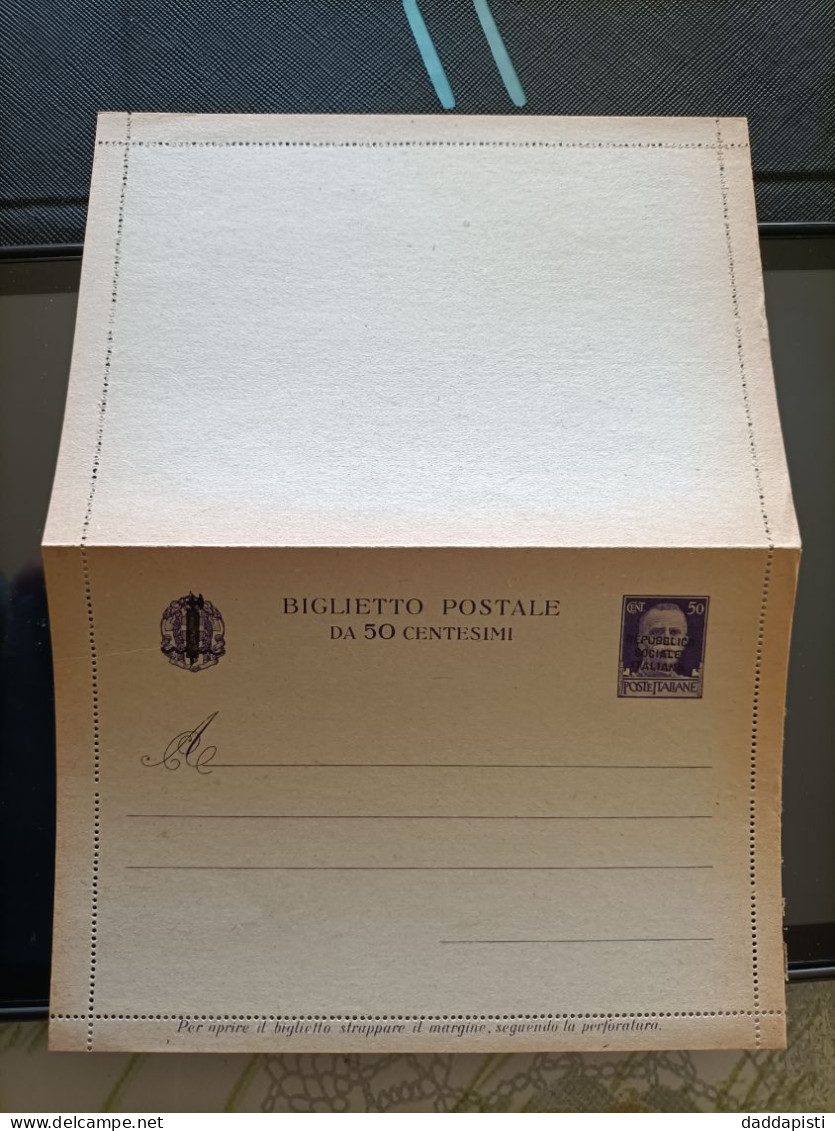 Biglietto Postale Da 50 Centesimi Nuovo Sovrastampato Rsi - Stamped Stationery