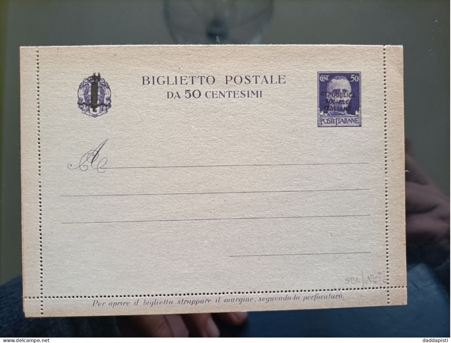 Biglietto Postale Da 50 Centesimi Nuovo Sovrastampato Rsi - Interi Postali