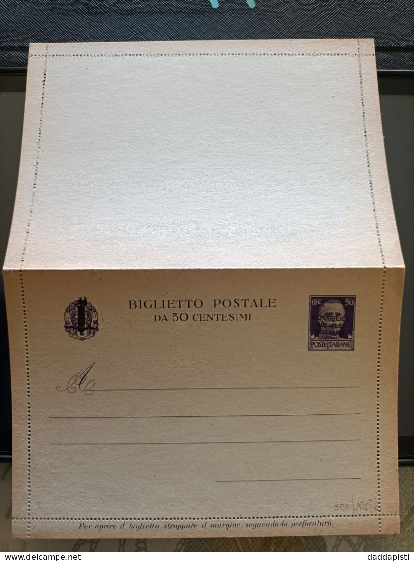 Biglietto Postale Da 50 Centesimi Nuovo Sovrastampato Rsi - Stamped Stationery