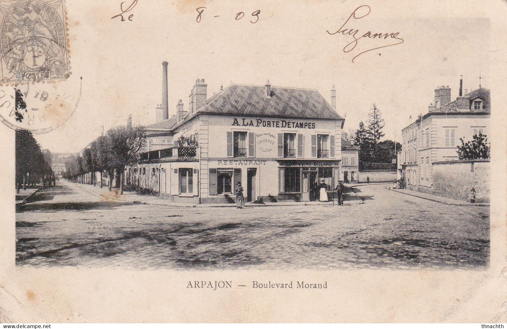 1909 Arpajon - Boulevard Morand - Restaurant "A La Porte D'Etampes" - Arpajon