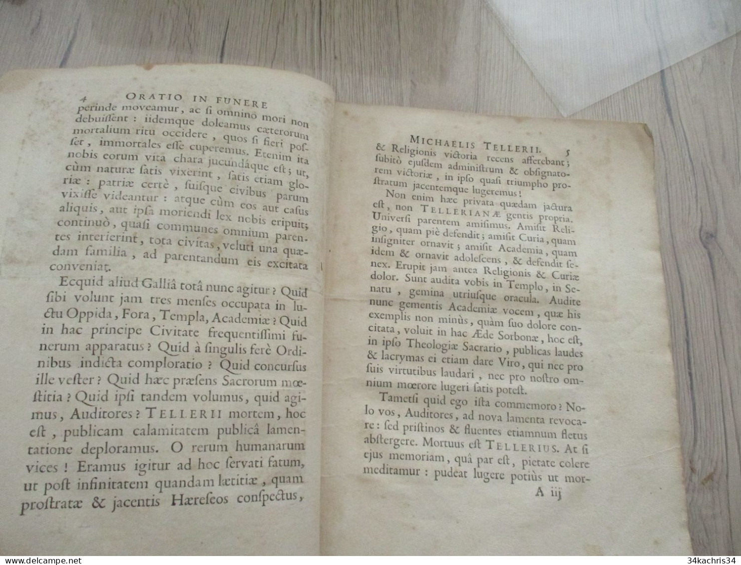 N7 Oratio In Recenti... Hersan 1686 Discours Lors Des Récentes Funérailles De Michel Tellerius, Chancelier Des Gaules - Antes De 18avo Siglo