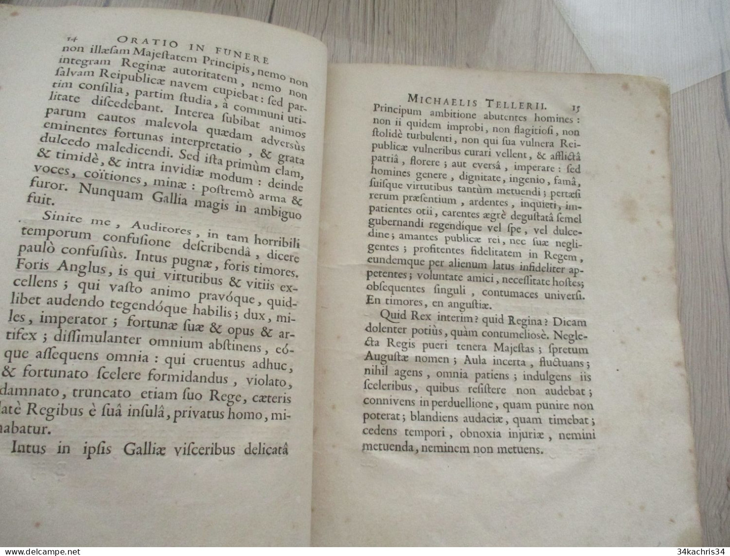 N7 Oratio In Recenti... Hersan 1686 Discours Lors Des Récentes Funérailles De Michel Tellerius, Chancelier Des Gaules - Tot De 18de Eeuw