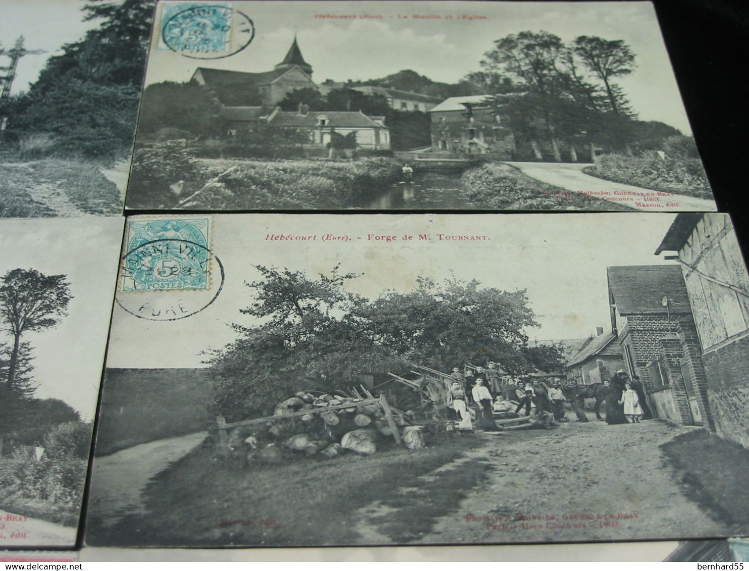 6 Cpa Hébécourt 2 X Le Moulin Et L'Eglise - Route De Gisors - Forge De M. Tournant - Le Calvaire - La Mairie Et La Place - Hébécourt