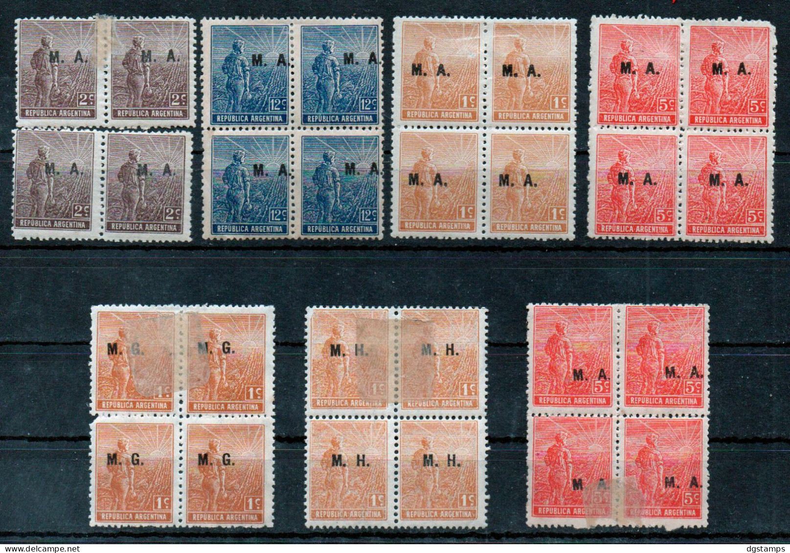 Argentina 1912-15. * Ministerial. Labrador: Watermark: Vertical Hexagons (German Paper) And No Watermark. - Neufs