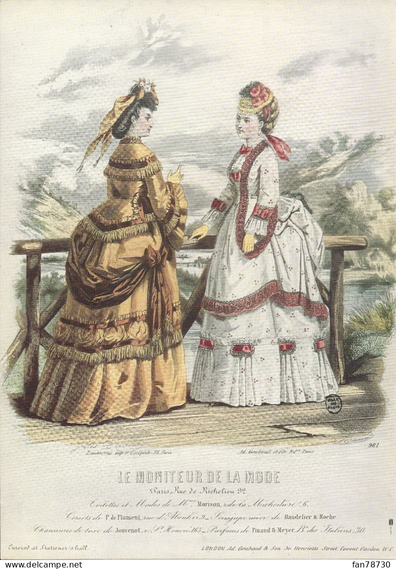 Gravure Le Moniteur De Mode (28,5x20 Cm -  Frais Du Site Déduits - Before 1900