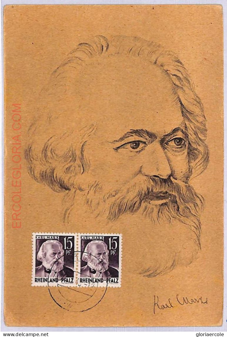 Ad8806 - GERMANY Rheinland-Pfalz -Maximum Card - 1948 Karl Marx - Maximumkarten (MC)