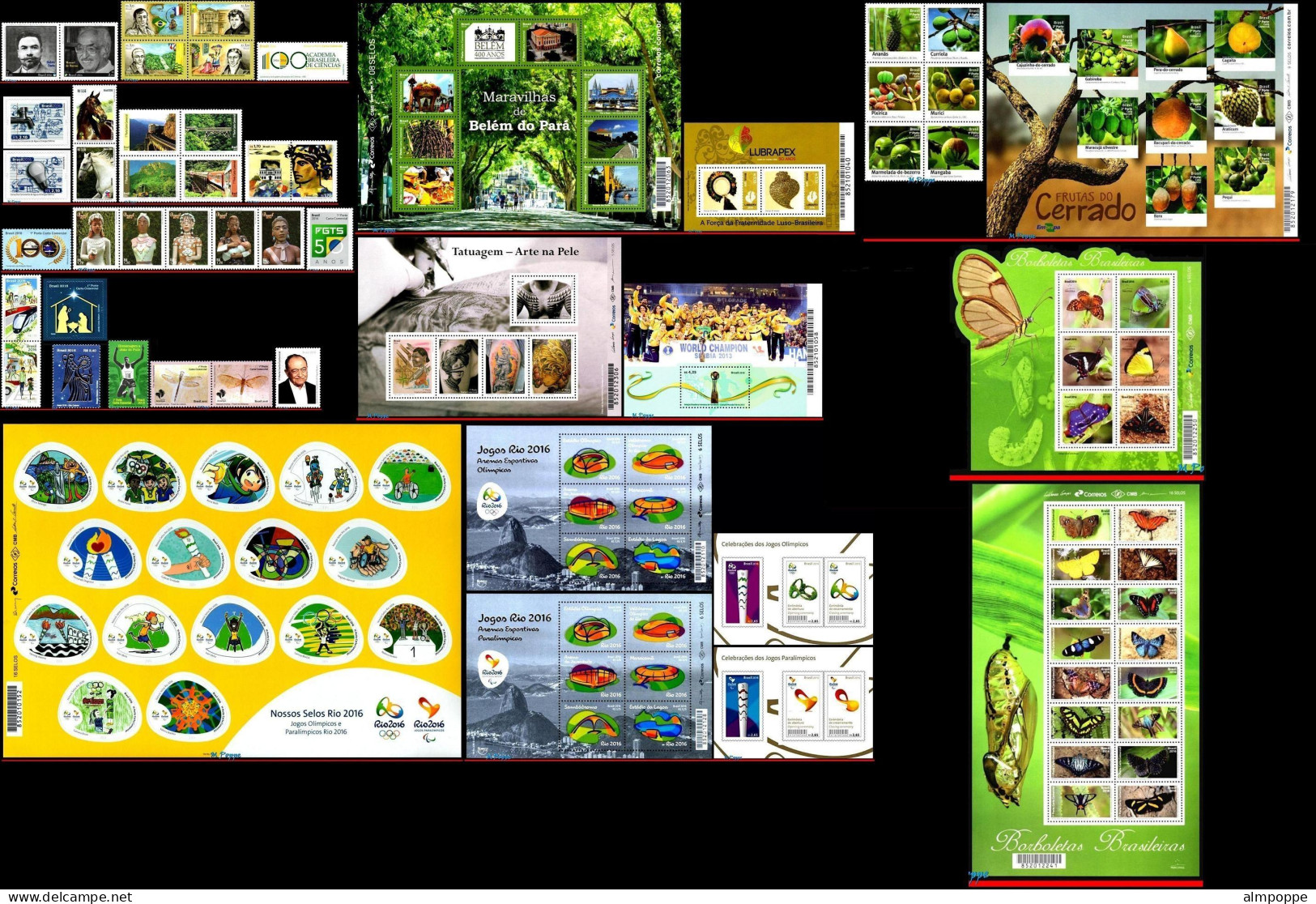 Ref. BR-Y2016-1 BRAZIL 2016 - ALL STAMPS ISSUED, FULLYEAR, ALL MNH VF, . 119V - Volledig Jaar