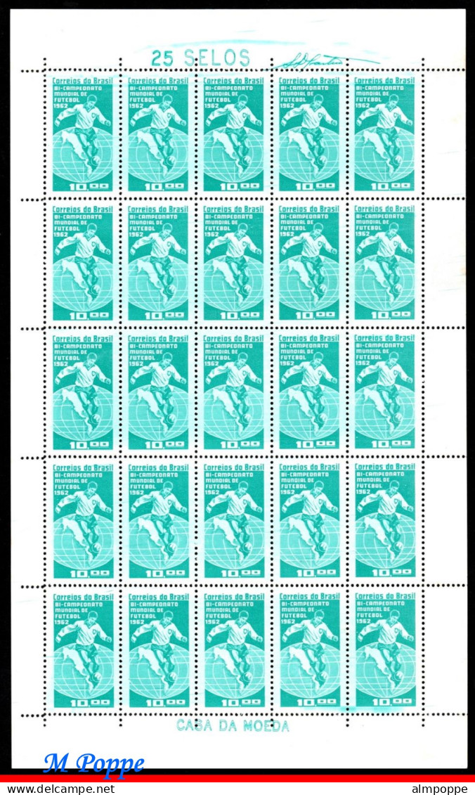 Ref. BR-949-FO BRAZIL 1963 - BRAZIL CHAMPION 1962,WORLD CUP CHAMPIONSHIP, SHEET MNH, FOOTBALL SOCCER 25V - 1962 – Cile