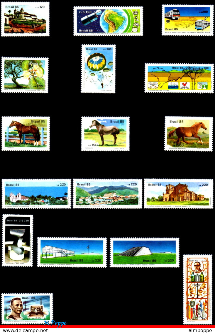 Ref. BR-Y1985 BRAZIL 1985 - ALL STAMPS ISSUED, FULLYEAR, SCOTT 1970-2041+RA21 (- REG) , MNH, . 68V Sc# 1898-1969 - Años Completos