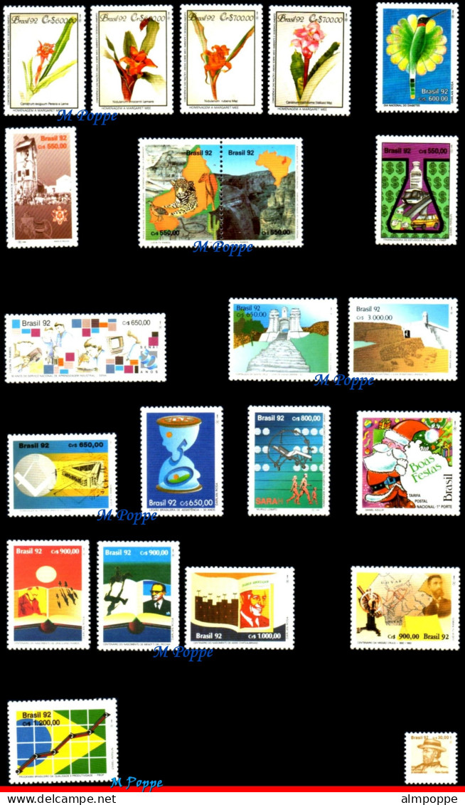 Ref. BR-Y1992 BRAZIL 1992 - ALL STAMPS ISSUED, FULLYEAR, SCOTT: 2347 TO 2397 + RA28, MNH, . 59V Sc# 2347~2397 - Años Completos