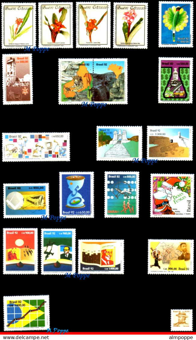 Ref. BR-Y1992 BRAZIL 1992 - ALL STAMPS ISSUED, FULLYEAR, SCOTT: 2347 TO 2397 + RA28, MNH, . 59V Sc# 2347~2397 - Annate Complete