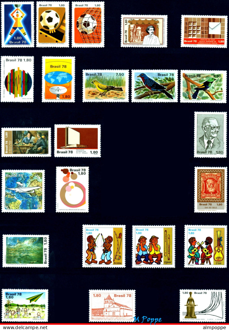 Ref. BR-Y1978-S BRAZIL 1978 - ALL COMMEMORATIVE STAMPSOF THE YEAR, ALL MNH VF, . 50V Sc# 1500~1600 - Komplette Jahrgänge