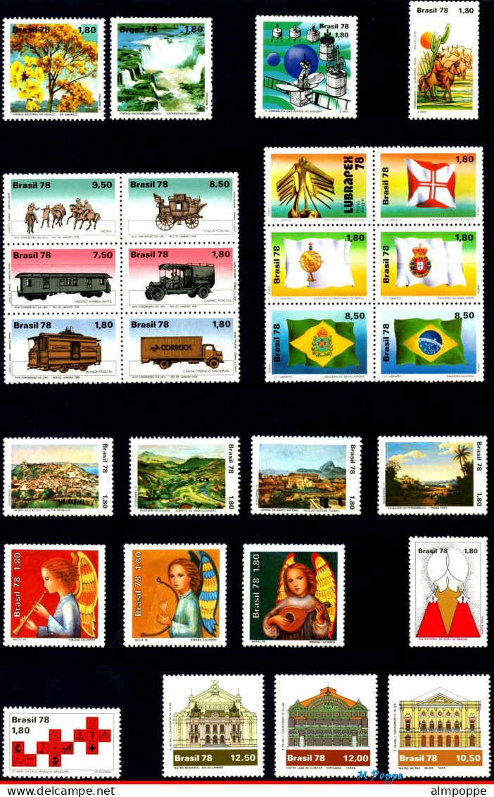 Ref. BR-Y1978-S BRAZIL 1978 - ALL COMMEMORATIVE STAMPSOF THE YEAR, ALL MNH VF, . 50V Sc# 1500~1600 - Full Years