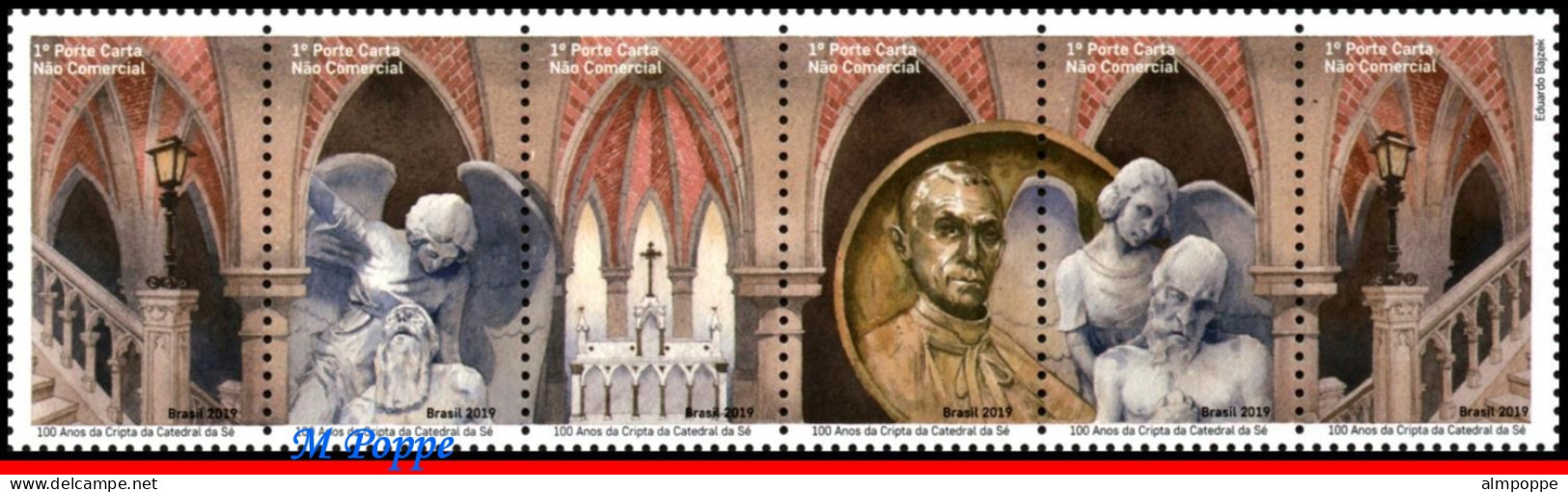 Ref. BR-V2019-20-F BRAZIL 2019 - CRYPT OF SEE CATHEDRAL,ART, RELIGION, SCULTURES, SHEET MNH, CHURCHES 12V - Blocs-feuillets
