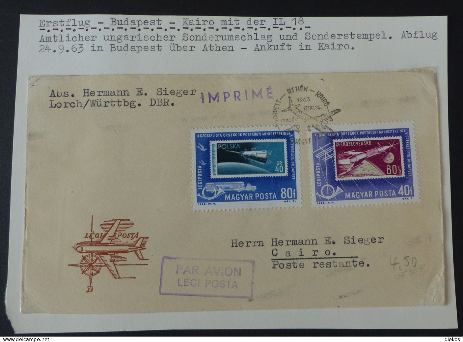 Ungarn Luftpost Air Letter 1963  EF Budapest - Kairo  #cover5654 - Covers & Documents