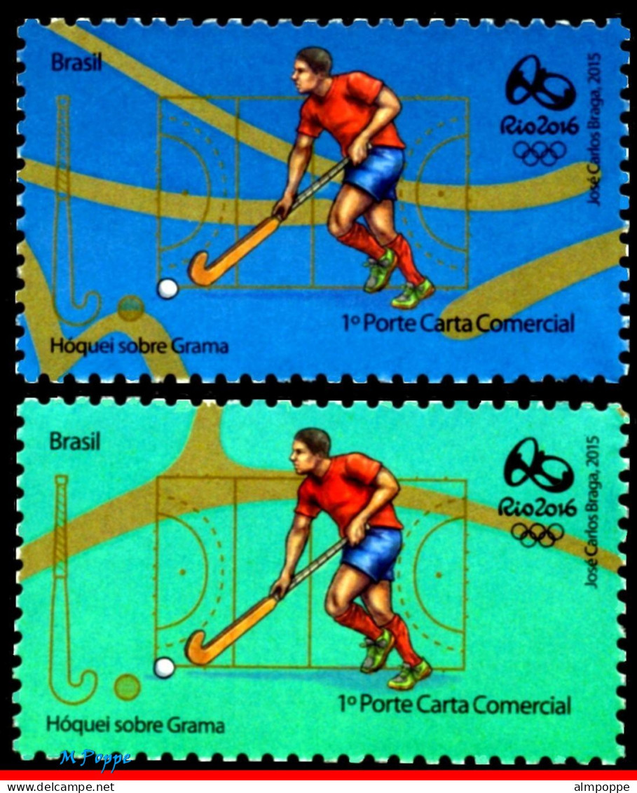 Ref. BR-OLYM-E23 BRAZIL 2015 - OLYMPIC GAMES, RIO 2016,HOCKEY, STAMPS OF 3RD & 4TH SHEET, MNH, SPORTS 3V - Hockey (Field)