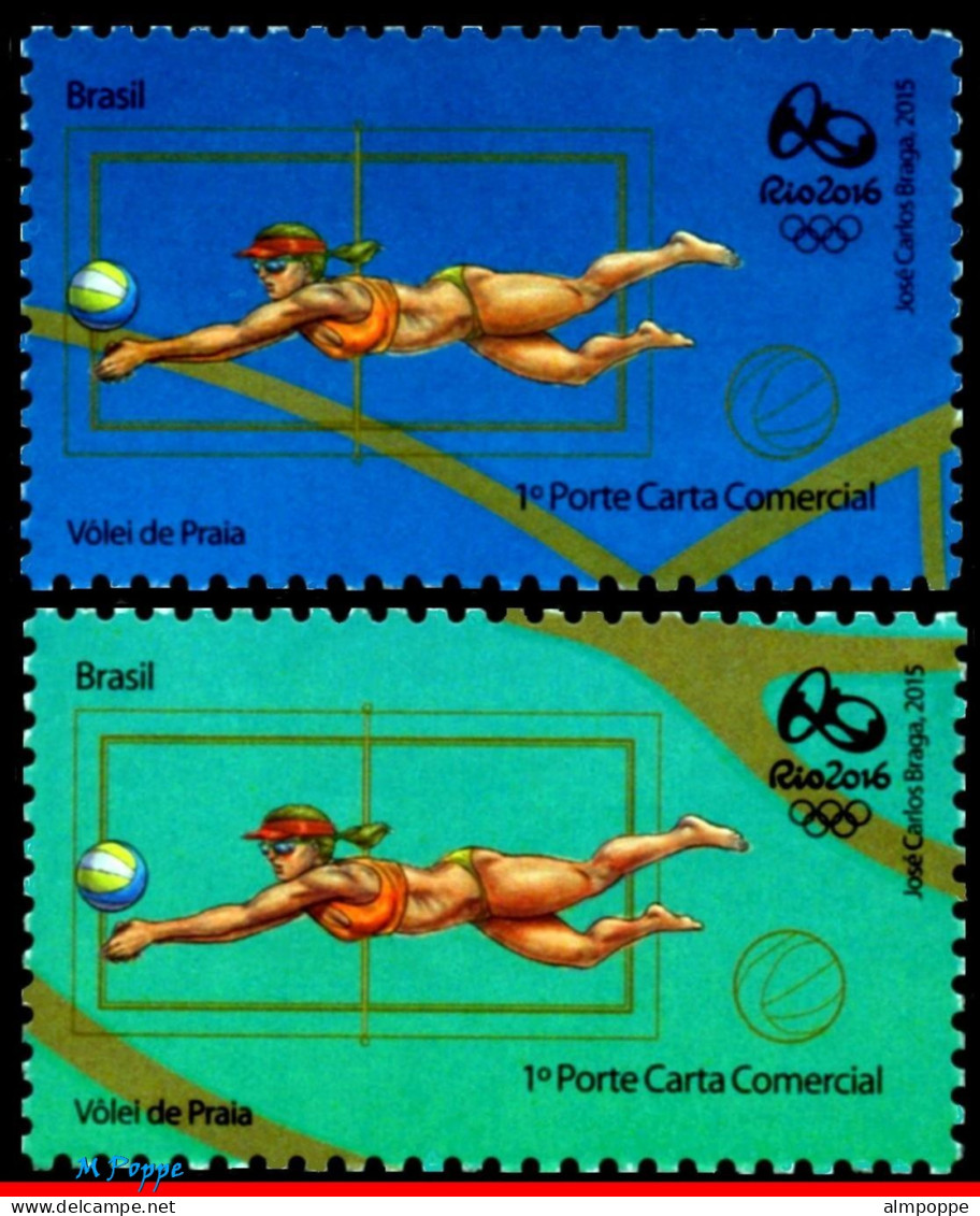 Ref. BR-OLYM-E25 BRAZIL 2015 - OLYMPIC GAMES, RIO 2016,VOLLEYBALL,STAMPS OF 3RD & 4TH SHEET,MNH, SPORTS 3V - Volleyball