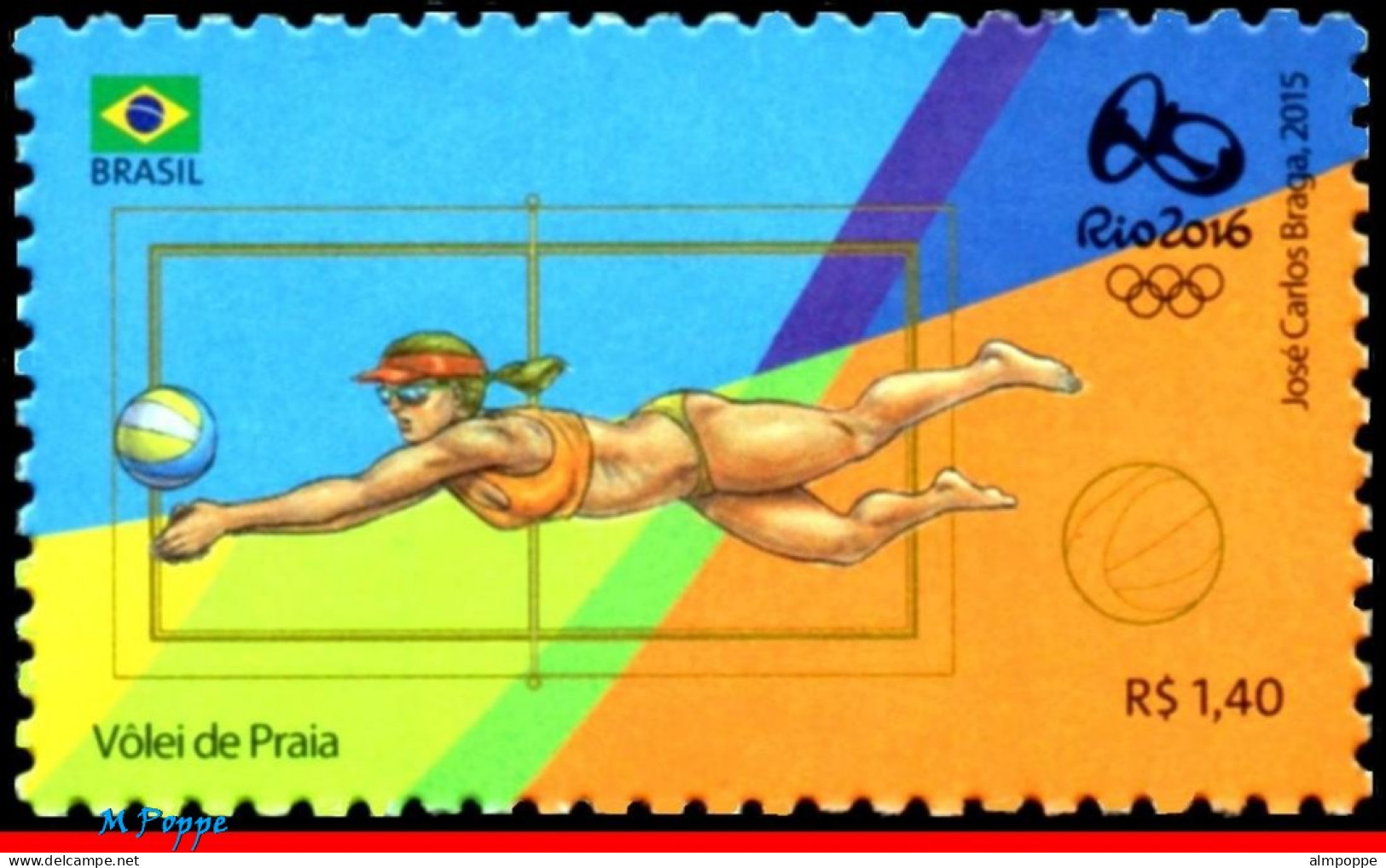 Ref. BR-OLYM-E25 BRAZIL 2015 - OLYMPIC GAMES, RIO 2016,VOLLEYBALL,STAMPS OF 3RD & 4TH SHEET,MNH, SPORTS 3V - Volleyball