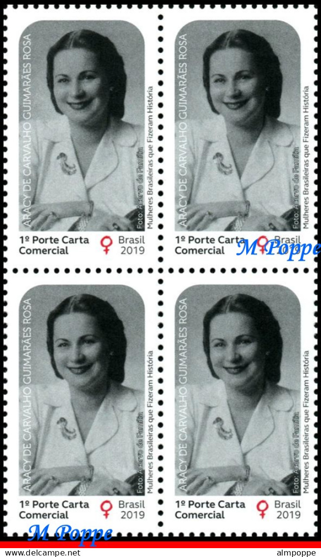 Ref. BR-V2019-32-Q BRAZIL 2019 - WOMEN WHO MADE HISTORY,ARACY ROSA, HEROINE IN GERMANY BLOCK MNH, FAMOUS PEOPLE 4V - Blocks & Sheetlets