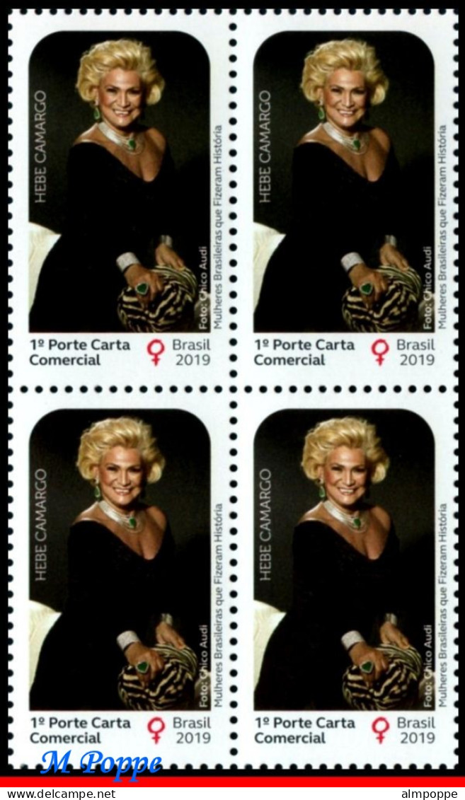 Ref. BR-V2019-21-Q BRAZIL 2019 - WOMEN WHO MADE HISTORY,HEBE CAMARGO, TELEVISION LADY, BLOCK MNH, FAMOUS PEOPLE 4V - Blocs-feuillets