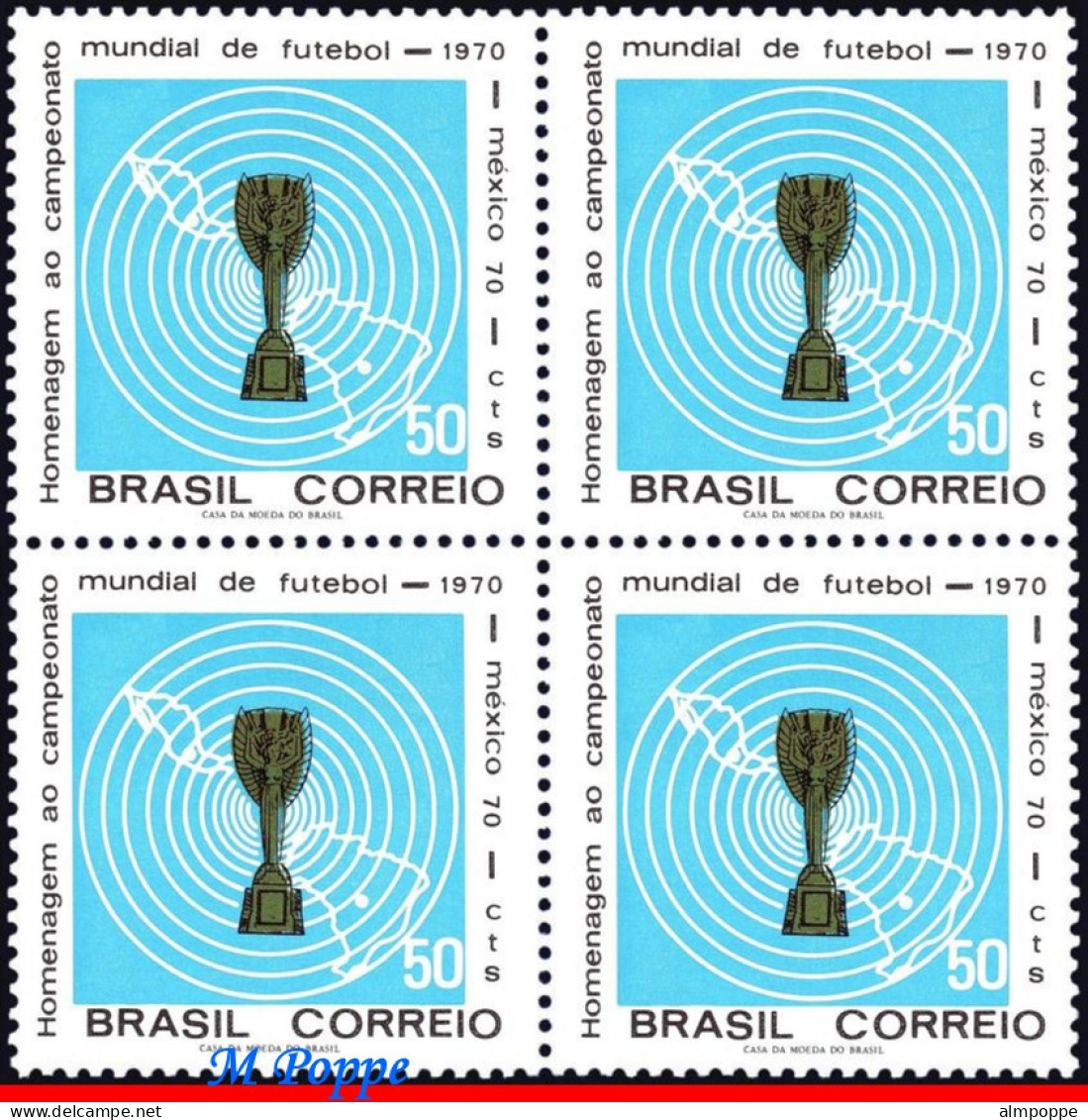 Ref. BR-1166-Q BRAZIL 1970 - WORLD CUP CHAMPIONSHIP,MEXICO, FLAG, MI# 1260, MNH, FOOTBALL SOCCER 4V Sc# 1166 - 1970 – Mexico