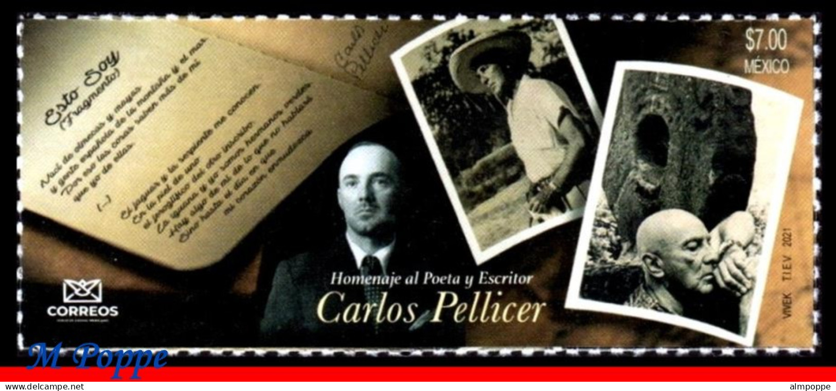 Ref. MX-V2022-01 MEXICO 2022 - CARLOS PELLICER, POET,WRITER, PHOTOGRAPHY, ART, MNH, FAMOUS PEOPLE 1V - Fotografía