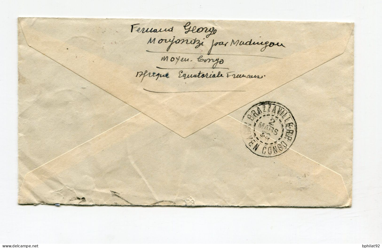 !!! AEF, LETTRE PAR AVION DE MADINGOU DE 1939 POUR PARIS - Cartas & Documentos