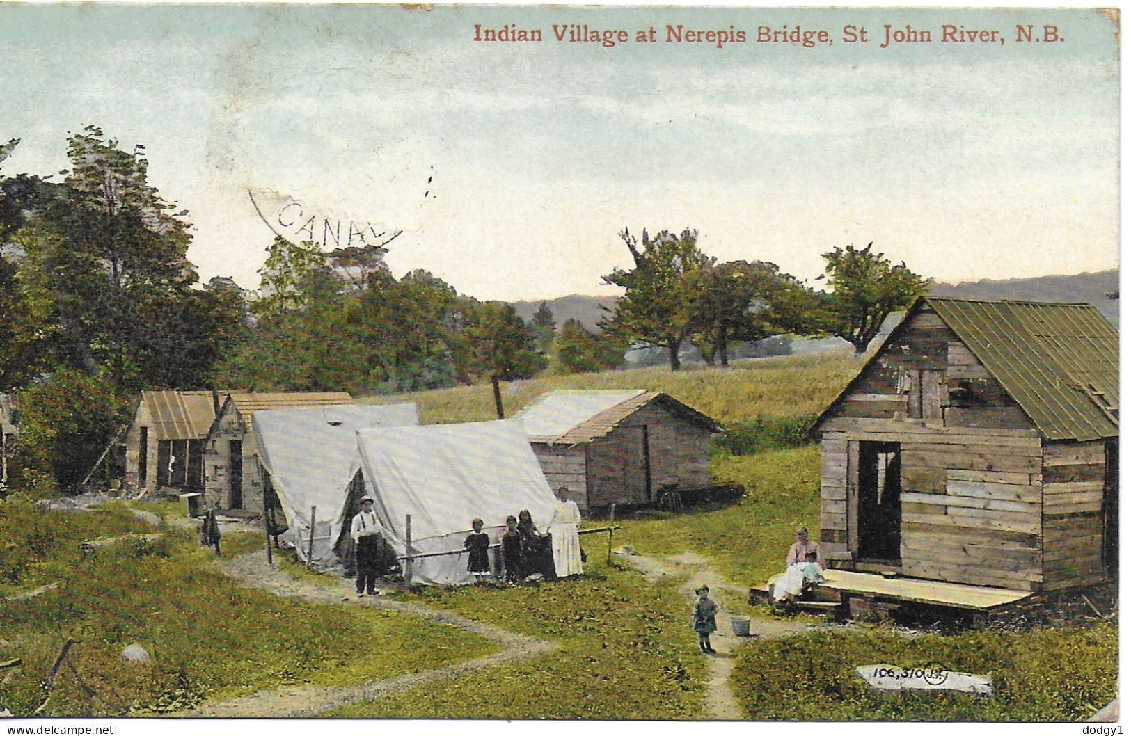 INDIAN VILLAGE AT NEREPIS BRIDGE, ST. JOHNS RIVER, NEW BRUNSWICK, CANADA. Circa 1914 USED POSTCARD   My7 - Autres & Non Classés