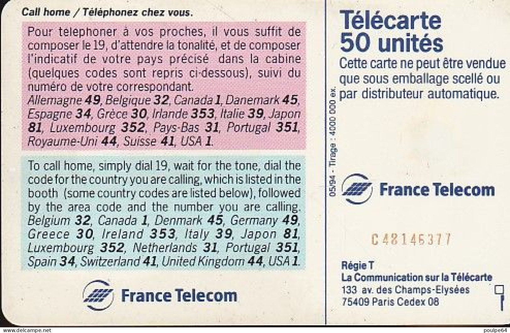 F471C - 05/1994 - CALL HOME 94 - 50 SC7 - 1994