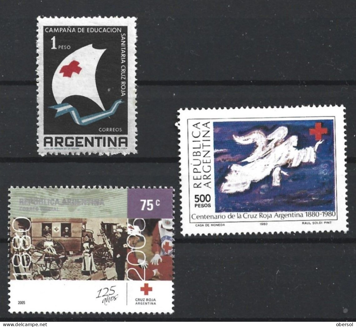 Argentina 1959, 1980, 2005 Red Cross MNH Lot Of 3 Stamp - Nuevos