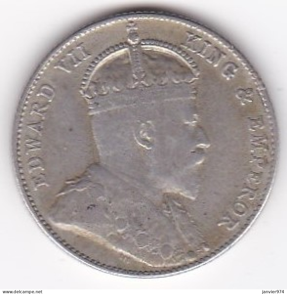 Straits Settlements 20 Cents 1910 Edward VII, En Argent , KM# 22a - Malesia