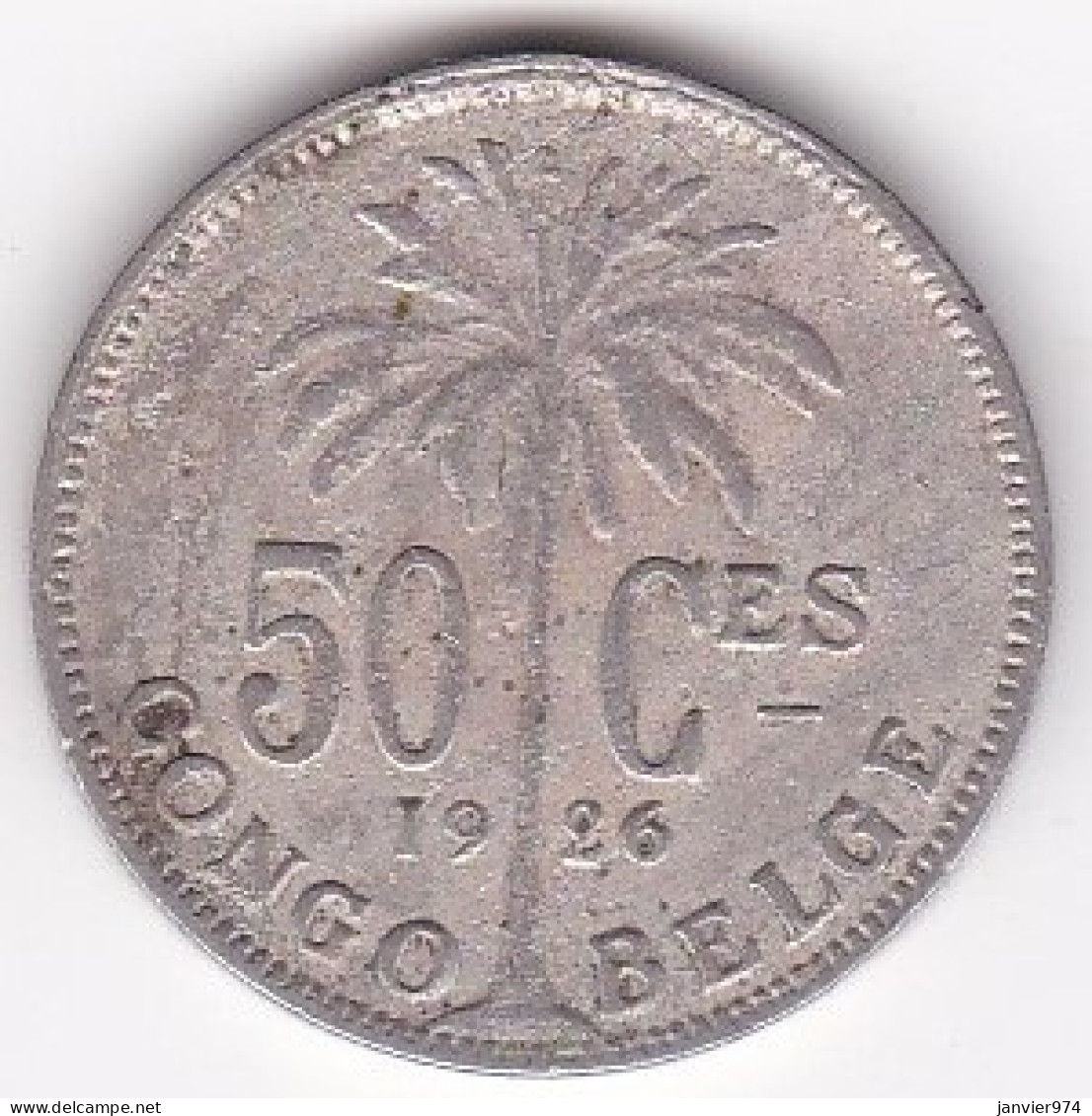CONGO BELGE , 50 Centimes 1926  , Légende Française . Albert I, En Cupronickel, KM# 22 - 1910-1934: Albert I