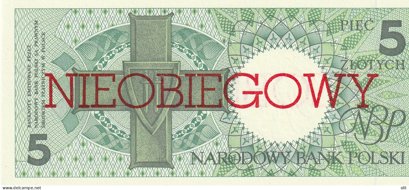 POLAND 1990 5 ZLOTYCH NIEOBIEGOWY  1990 P-166 UNC - Pologne